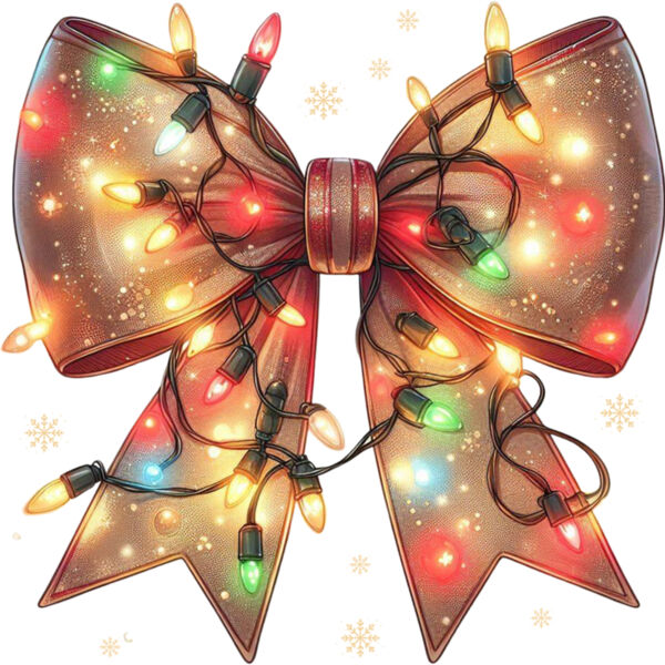 Christmas Light Coquette Bow PNG Thumbnail