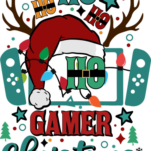 Ho Ho Ho Gamer Funny Christmas Kids Gamer T shirt Design Thumbnail