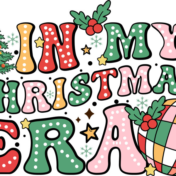 In My Christmas Era Groovy Christmas Doodle Dots T shirt Design Thumbnail
