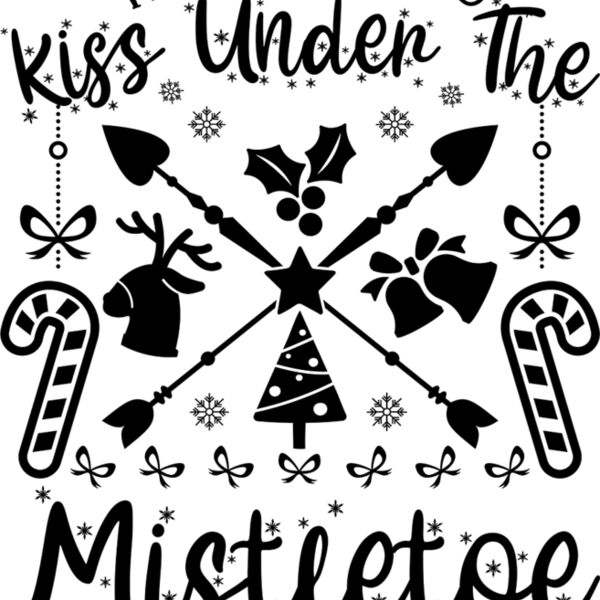 Most likely to kiss under the mistletoe funny christmas t shirt design Black Thumbnail