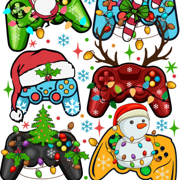 Retro Christmas Gaming Controller Santa Claus Christmas T shirt Design For Kids Thumbnail